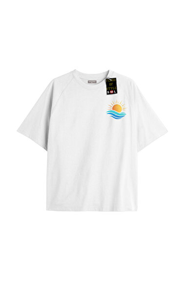 Flood Of Style Alb supradimensionat tricou solar minim Design special