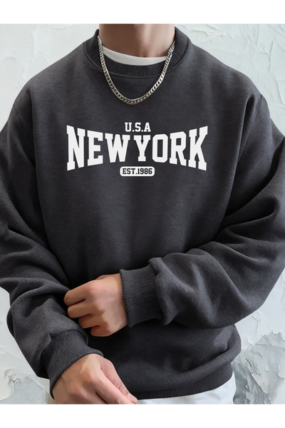 Tarzsokak تي شيرت رجالي للخريف مطبوع عليه USA New York Est 1986 Essentials صو...