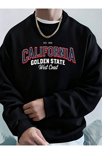 Tarzsokak سترة كاليفورنيا جولدن ستايت مطبوع للرجال ذات القلنسوة الدافئة للشتا...