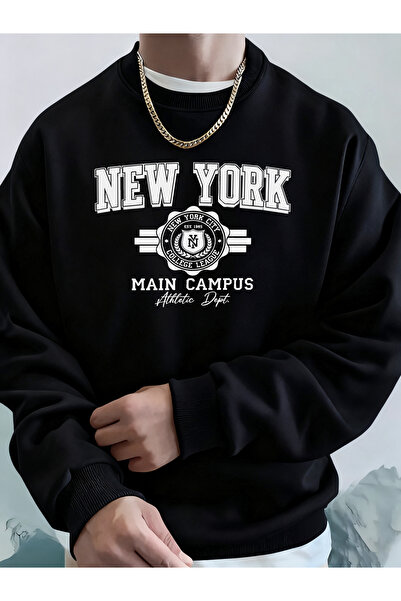 Tarzsokak New York City Main Campus Printed Fall Fashion Hooded Men's Long Sl...