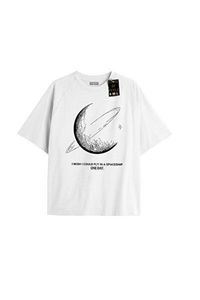 Flood Of Style Λευκό μπλουζάκι oversized Ευχαρίστησα να μπορούσα να πετάξω με...