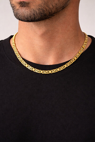 OEM Lănțișor Auriu 50 cm Model Greek Key (Meandru), Colier Bărbați/Unisex, În...