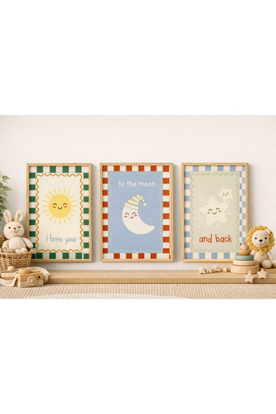 Talya Wood 30x40 Ahşap Çerçeveli Çocuk Odası Poster Seti – I Love You To The ...