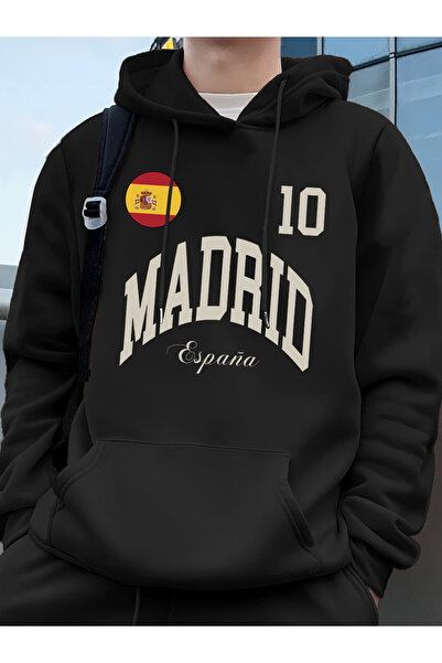 Tarzsokak طباعة حروف علم مدريد إسبانيا K بغطاء رأس ar للرجال شتاء P صوف الفلي...