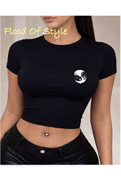 Flood Of Style Μαύρο Babby Tee σε μαύρο και λευκό Ειδικό σχέδιο