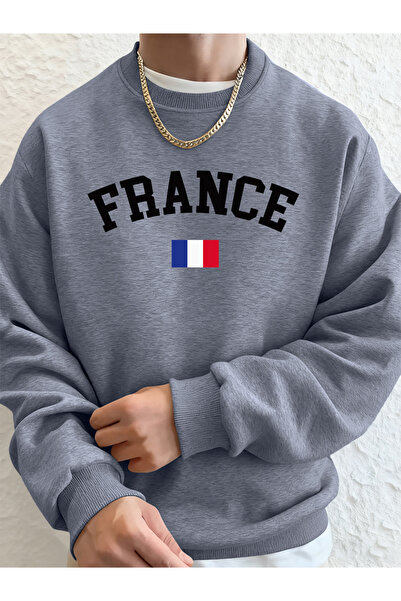 Tarzsokak تي شيرت رجالي مطبوع عليه علم فرنسا بغطاء رأس للخريف مقاس كبير تي شي...