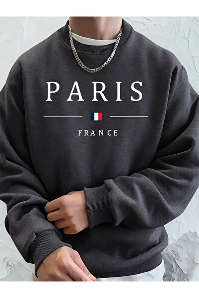 Tarzsokak باريس فرنسا فلاغ مطبوع سويت شيرت رجالي بغطاء رأس للخريف مقاس كبير ه...