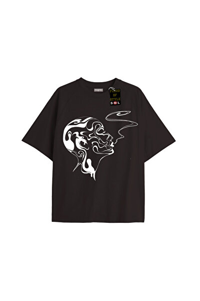 Flood Of Style Λευκό μπλουζάκι με σχέδιο προσώπου oversized Προσαρμοσμένο σχέδιο