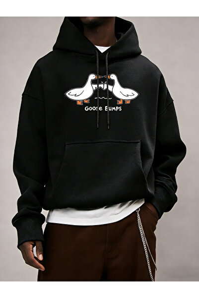 Tarzsokak تي شيرت Good Bumps Ducks مطبوع للرجال لخريف بغطاء رأس بجيب عصري، تي...