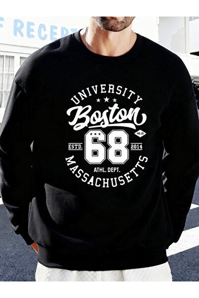 Tarzsokak تي شيرت رجالي من جامعة بوسطن ماساتشوستس مطبوع ملابس رياضية فضفاضة ن...