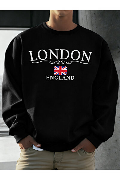 Tarzsokak سترة مطبوعة عليها علم لندن إنجلترا للرجال ملابس خريفية فضفاضة غير ر...