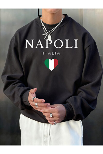 Tarzsokak سترة رجالية مطبوعة عليها حروف وعلم نابولي إيطاليا، سترة مريحة برقبة...