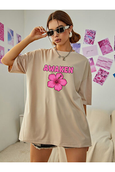 SUNFREE Awaken Hibiscus Printed Crew Neck Short Sleeve Summer Combed Cotton O...