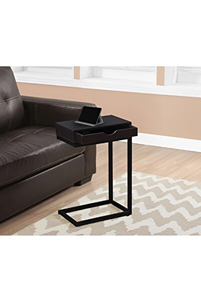 terndat Black iron serving table with black wood top and drawer - stylish and...