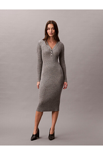 Calvin Klein Cotton Mouline Rib Midi Dress