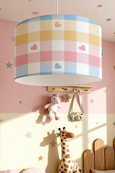 EVPANYA Renkli Kalpler Desenli Çocuk Odası Avize