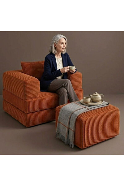 foamly Modern ve Minimalist Premium Modüler Yer Koltuğu – Fitilli Kadife Katl...