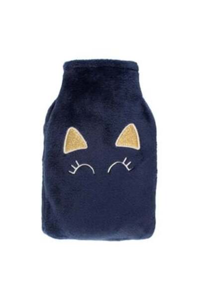 Tessari Blue Faux Fur Cat Glitter Cover for Hot Water Bottle 1 L