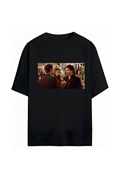 SVART WEAR Tricou oversize unisex cu imprimeu The Vampire Diaries