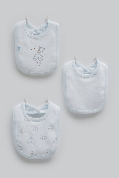 Caramell 3-Piece Baby Bib Set 100% Combed Cotton Bib with Cotton Cars (0-3 Mo...