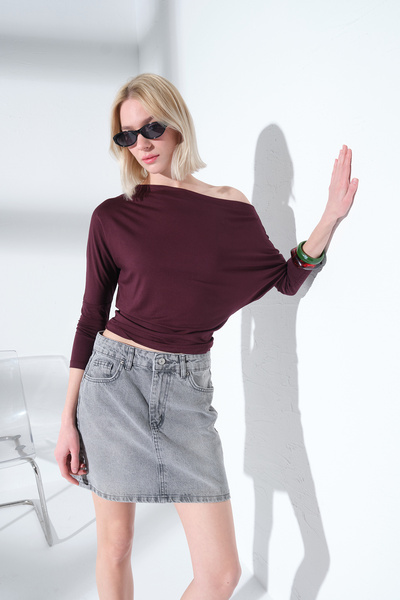 Maule %100 Βαμβάκι 5 τσέπες Τζιν τζιν Γυναικεία μίνι φούστα τζιν @Latina