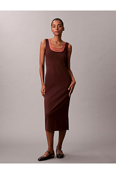 Calvin Klein Contrast Layer Midi Dress