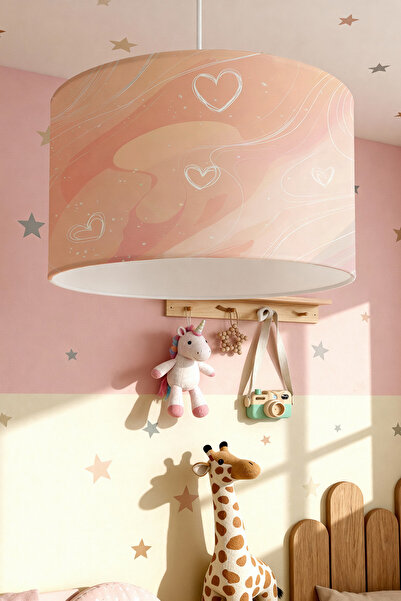 EVPANYA Pastel Kalp Bulutları Desenli Çocuk Odası Avize