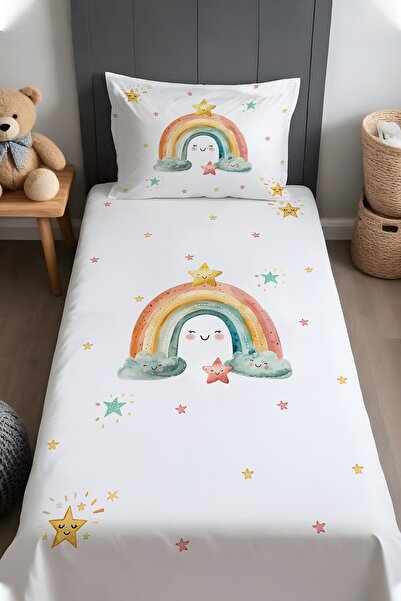 EVPANYA Smiling Rainbow Patterned Bedspread and Pillowcase