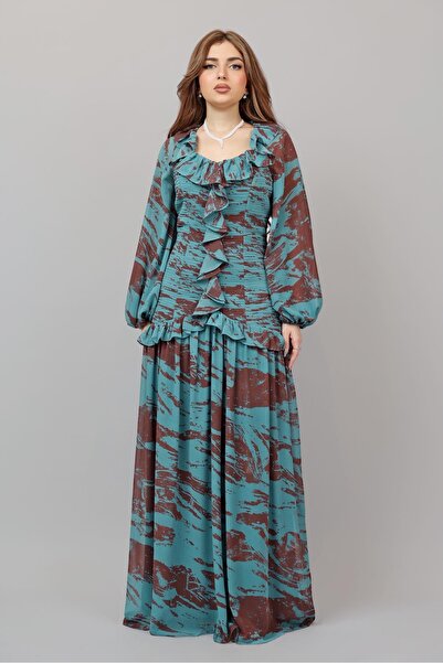 Opera Fashion Georgette chiffon dress with a distinctive pattern and elegant ...