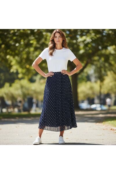 GÖMLEK GALERİSİ Patterned Elastic Waist Chiffon Woven Digital Print Women's S...