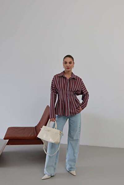 Amaze ÇİZGİLİ ÖN ARKA PENSLİ GÖMLEK