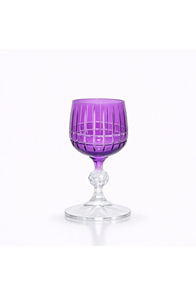 Sudedi Home Purple Crystal Footed Luxury Glass with Vintage Cut Design for Wa...