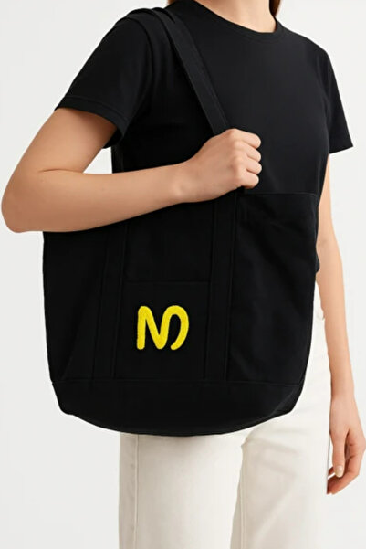 MioArt Bez Plaj Bag Si – Thick Fabric, Orange Lined , Shoulder Strap,