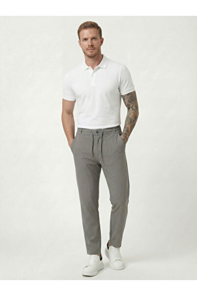 TKT Muške dimljene Jogger Prugasto pantalone sa prednjim džepom, zatvaračem i...