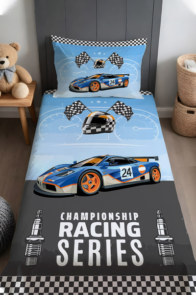 EVPANYA Zirve Yarış منقوش غطاء سرير وغطاء وسادة