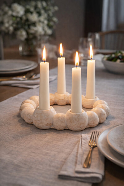 SCA CANDLE Bubble Mumluk (Baloncuk figürlü mumluk) Gri Mermer Efektli