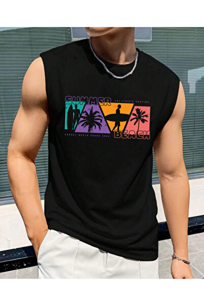 SUNFREE SUMMER BEACH cu imprimeu Îmbrăcăminte sport pentru bărbați cu mâneci ...