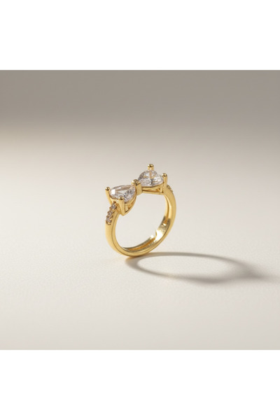 modamira خاتم على شكل فيونكة ذهبية اللون قابل للتعديل