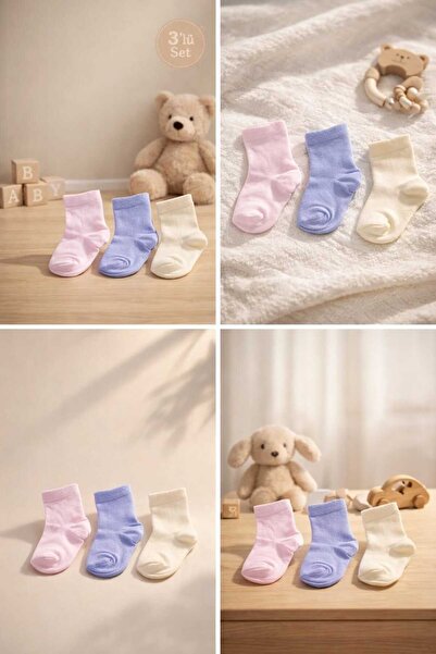 Amélio Kids Organic Cotton Unisex 3-Piece Boxed Premium Baby & Kids Socks