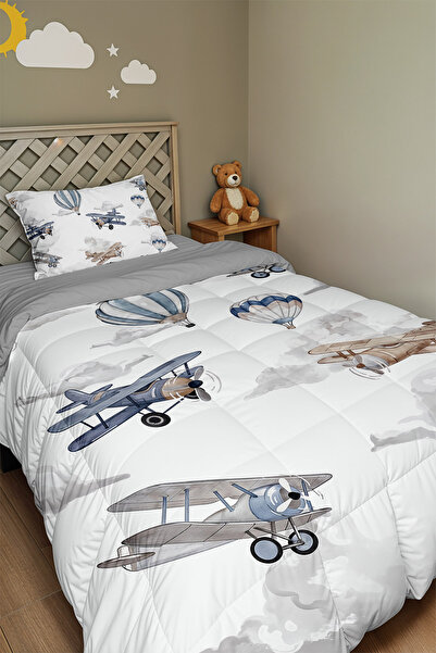 EVPANYA Sky Adventure Patterned Single Duvet and Pillowcase