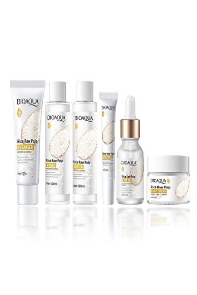 Bio Aqua Organik pirinç Leke & Yaşlanma Karşıtı Bakım Seti, Krem+Serum+Peelin...