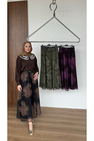 Eykadesign Fusta din șifon cu model