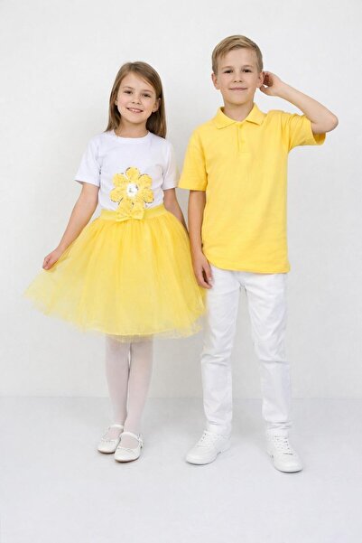 Nacar Çocuk 23 Nisan 29 Ekim tişört tütü etek& Lakost pantolon alt üst takım