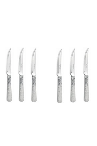 Simonaggio Set of 6 Marble steak knives, stainless steel