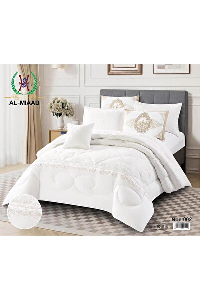 ALMIAAD مفرش سرير مزدوج عرائسي فخمة جاكار صيفية - طقم 7 قطع - لحاف نفرين عرائسي