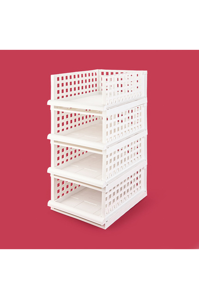 KUT FLY مجموعة ماكسي من 4 رفوف ذكية - أبيض - 34x45x18 سم