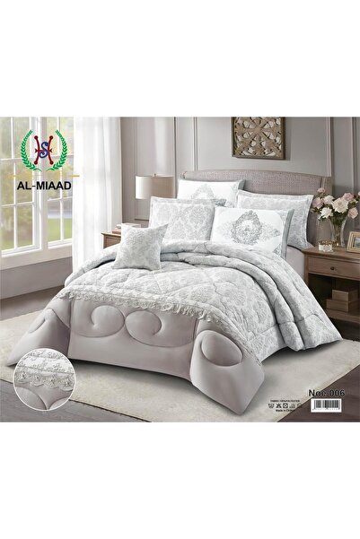 ALMIAAD مفرش سرير مزدوج عرائسي فخمة جاكار صيفية - طقم 7 قطع - لحاف نفرين عرائسي