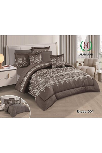 ALMIAAD مفرش سرير مزدوج عرائسي فخمة جاكار صيفية - طقم 7 قطع - لحاف نفرين عرائسي