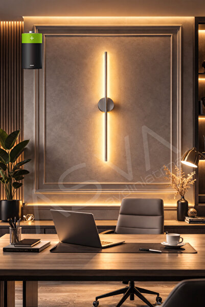 asva aydınlatma 70 Cm Krom Pilli Amber Led Modern Aplik Dekoratif