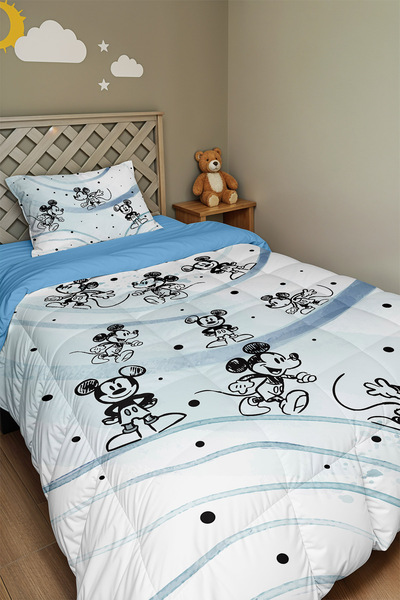 EVPANYA Cute Mickey Patterned Single Duvet and Pillowcase